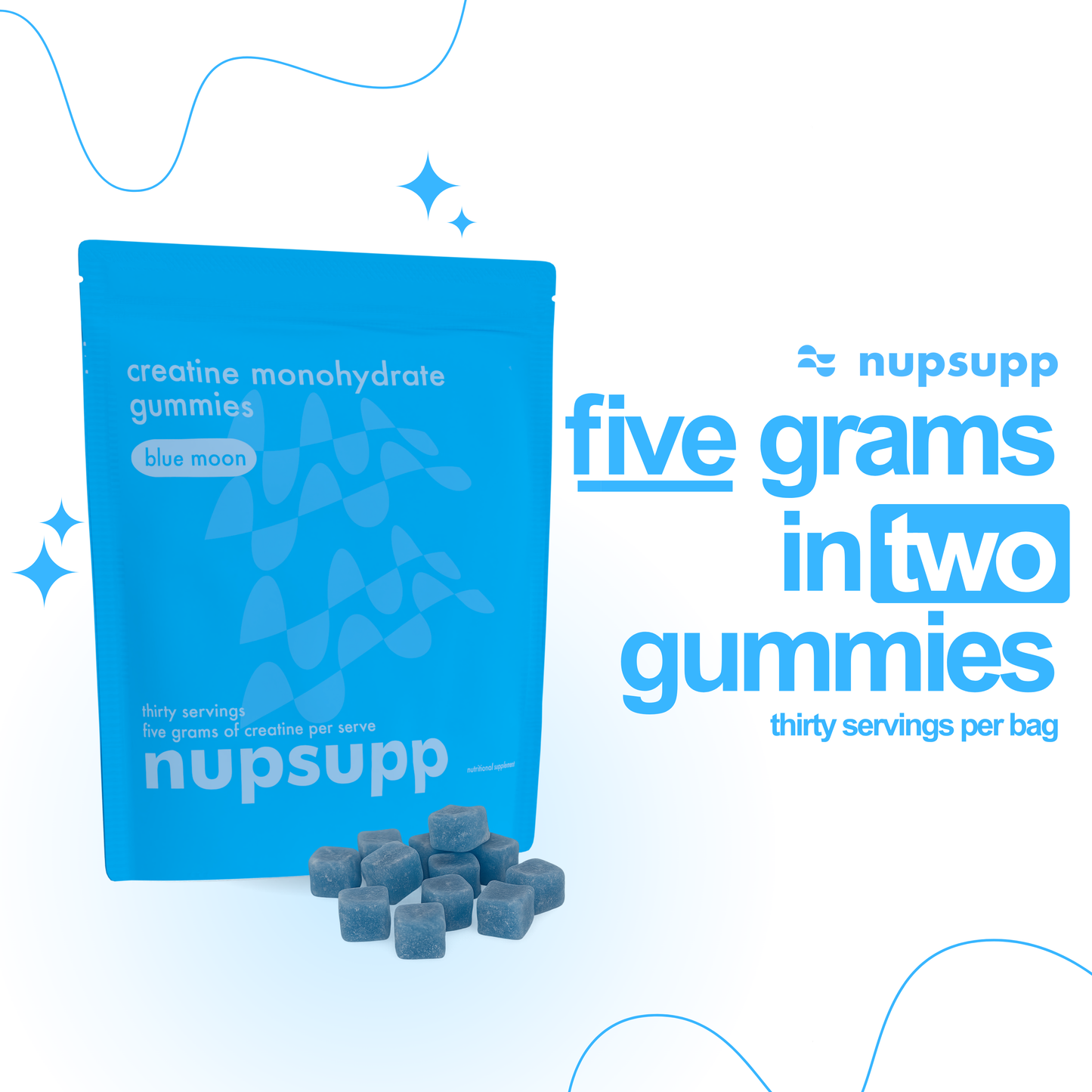 Creatine Monohydrate Gummies, 5g Creatine in 2 Gummies